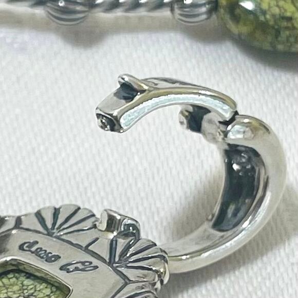 CAROLYN POLLACK Sterling Green Jaspar Pendant Necklace Bead Enhancer Silver - Picture 10 of 13